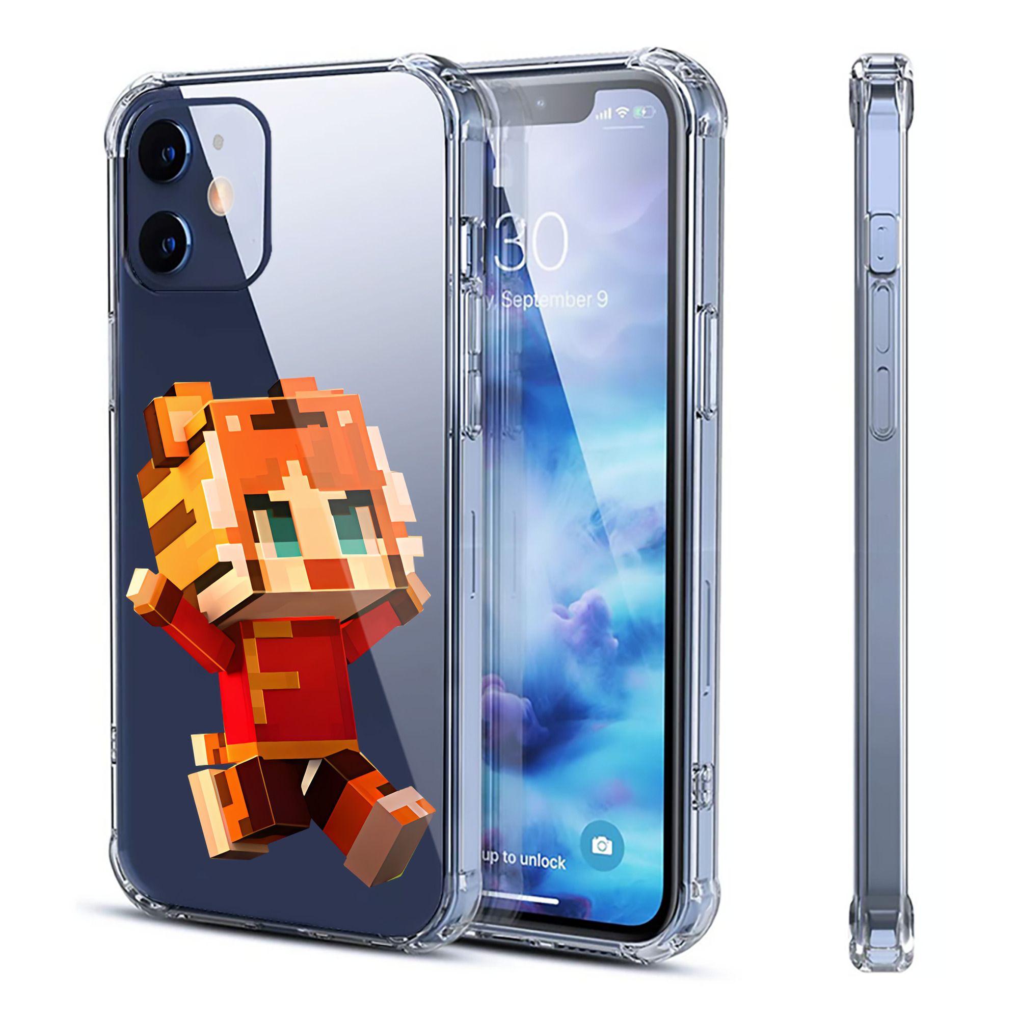 （画像用） マインクラフト ブロックの世界 Minecraft MC Block world 【iPhone 12シリーズ対応】透明スマホケース（クリアソフトケース）